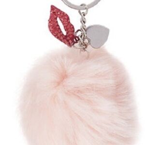 Pink Faux Fur Pom Pom Charm Keyholder